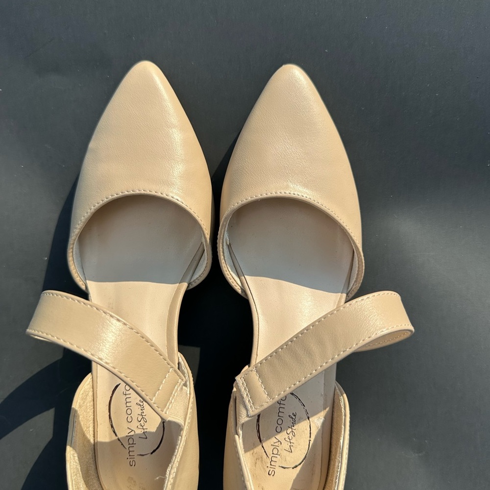Mary Jane Beige Flats with Strap
